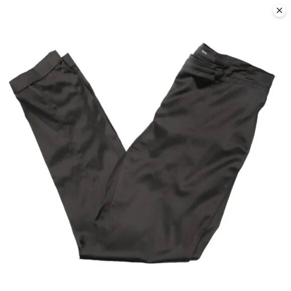 Hugo Boss Satin Straight Leg Dress Pants Black Trousers Party Fancy Classic - Picture 5 of 16